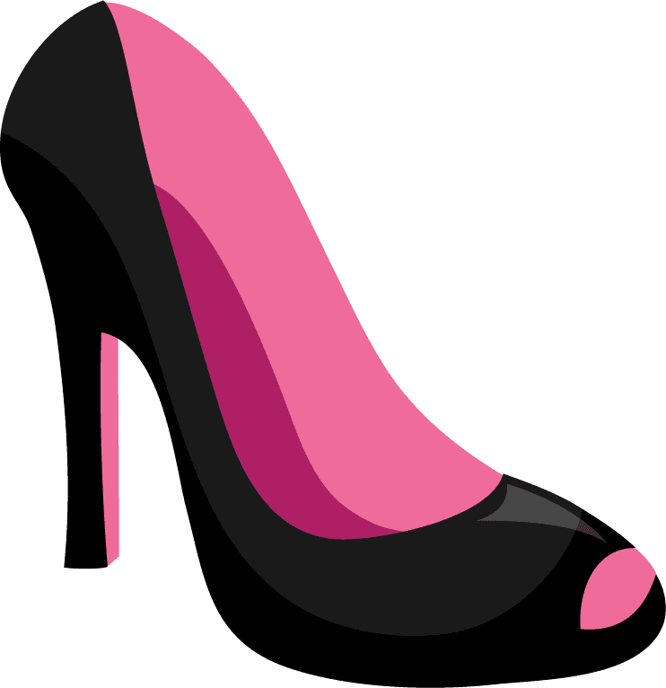 fashion pink and black shoe cartoon style illustration