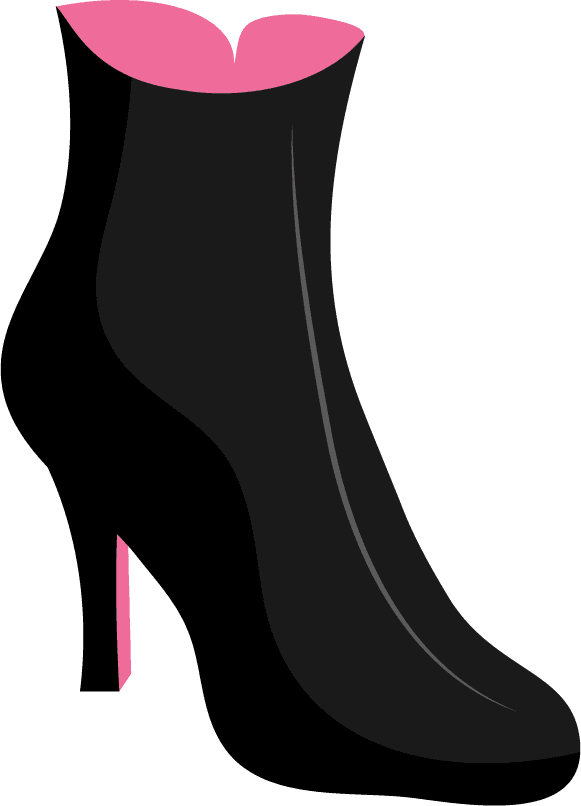 fashion pink and black shoe cartoon style illustration