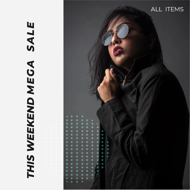 black and white minimalist fashion sale instagram post template