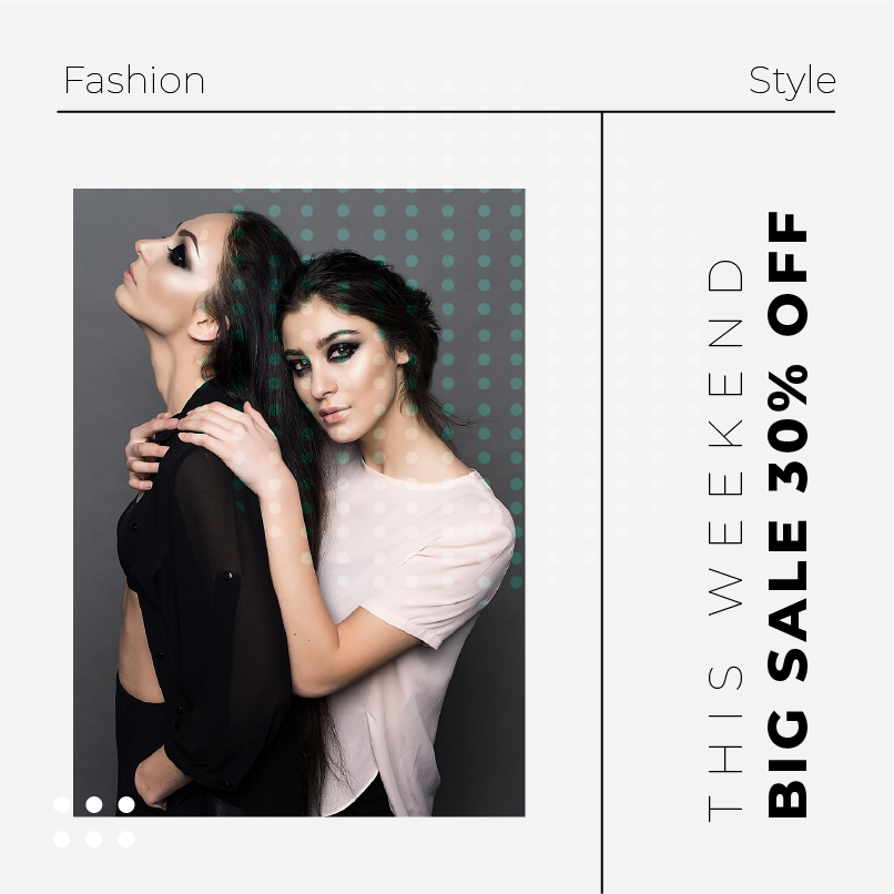 black and white minimalist fashion sale instagram post template