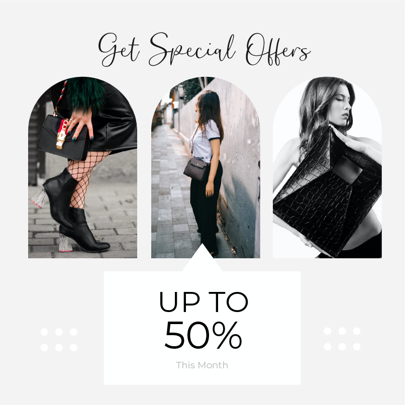 black and white minimalist fashion sale instagram post template