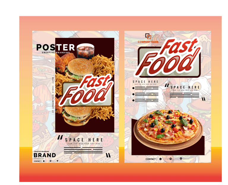 fast food flyer template classical colorful decor frames