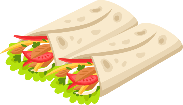 Difference types of fast food, street food illustration