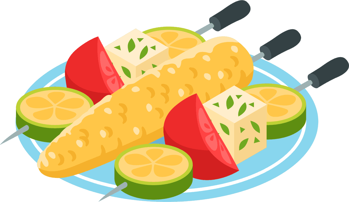 Difference types of fast food, street food illustration