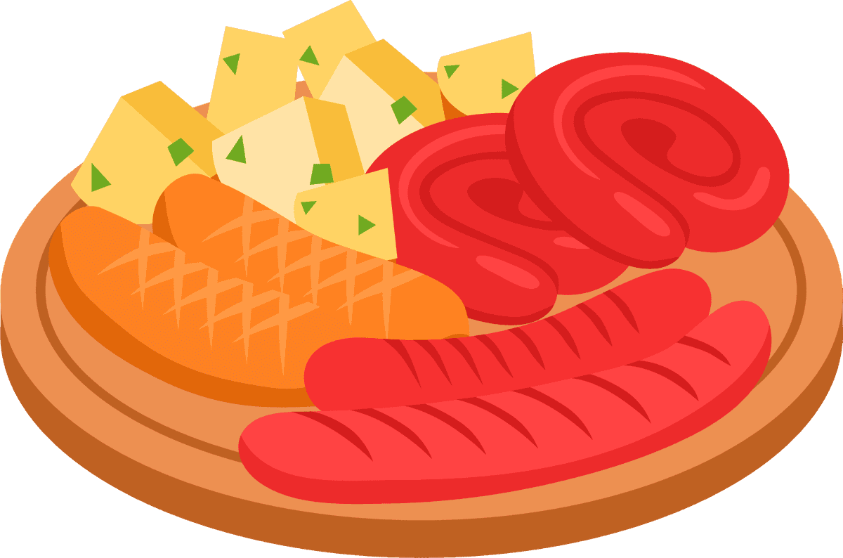 Difference types of fast food, street food illustration