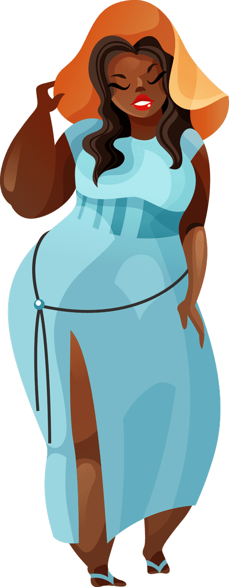 fat girl in dress vector illustration exuding confidence in a summer outfit