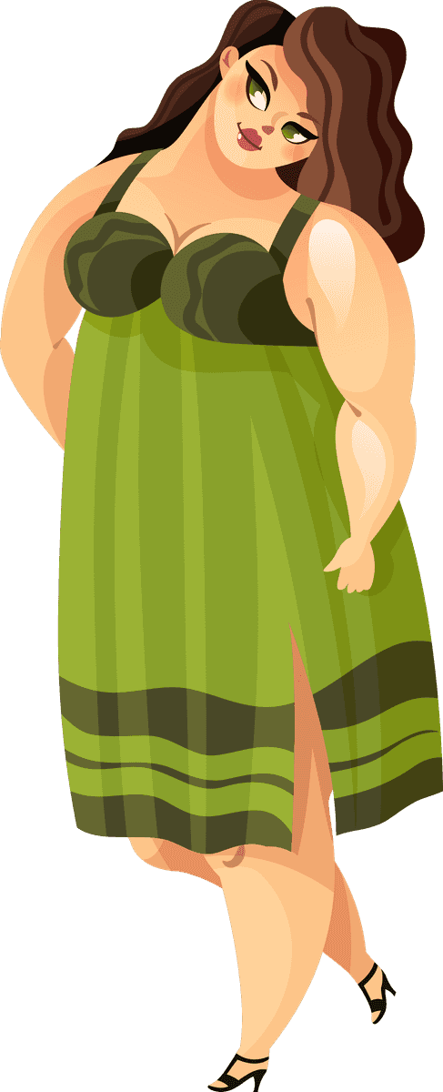 fat girl in dress vector with stylish details and playful charm for modern illustrations