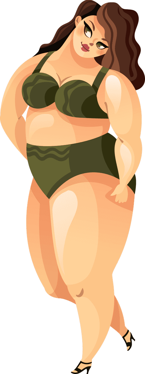 fat girl in dress vector showcasing confidence and beauty in a playful style