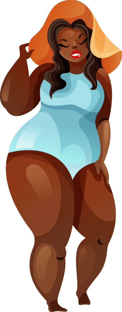 fat girl in dress vector featuring vibrant colors and playful style for modern illustrations