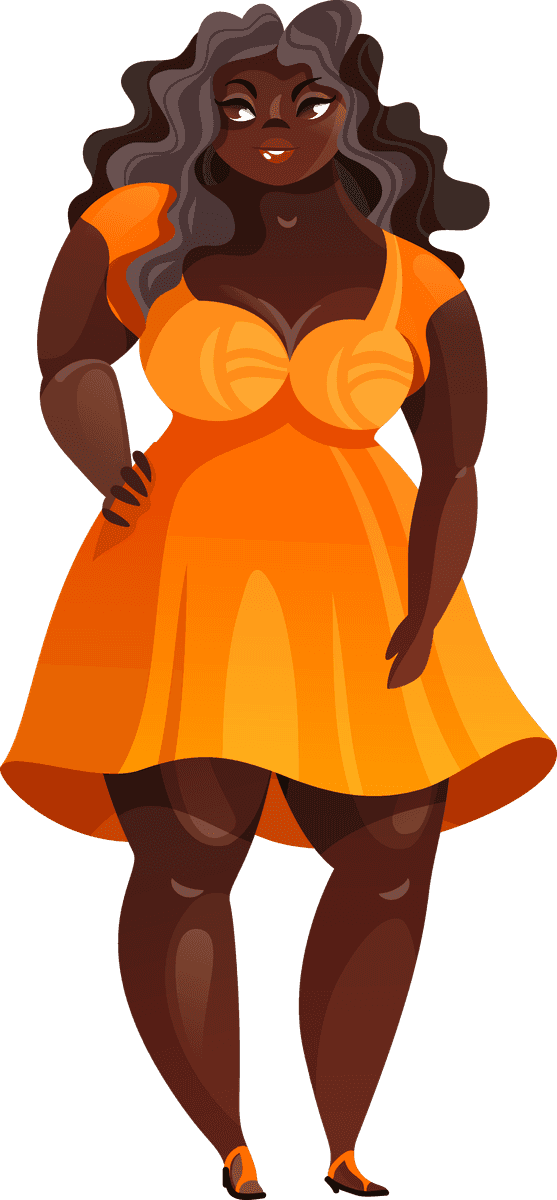 fat girl in dress vector showcasing vibrant style and bold personality for creative projects