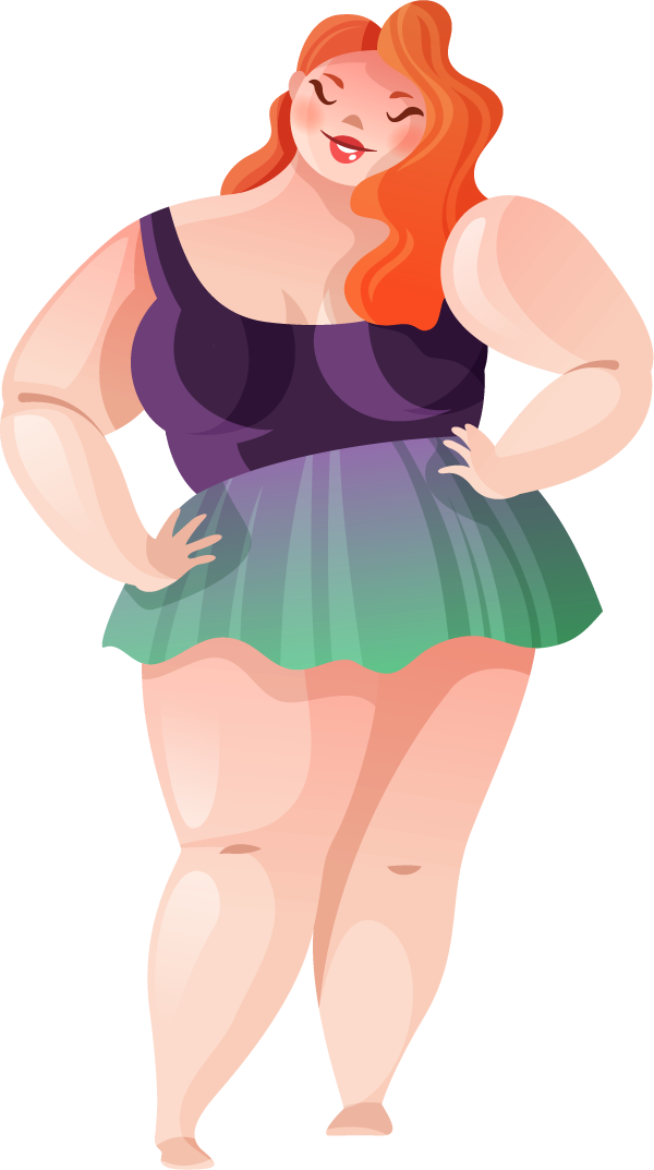 fat girl in dress vector illustration showcasing style and confidence for fashion projects