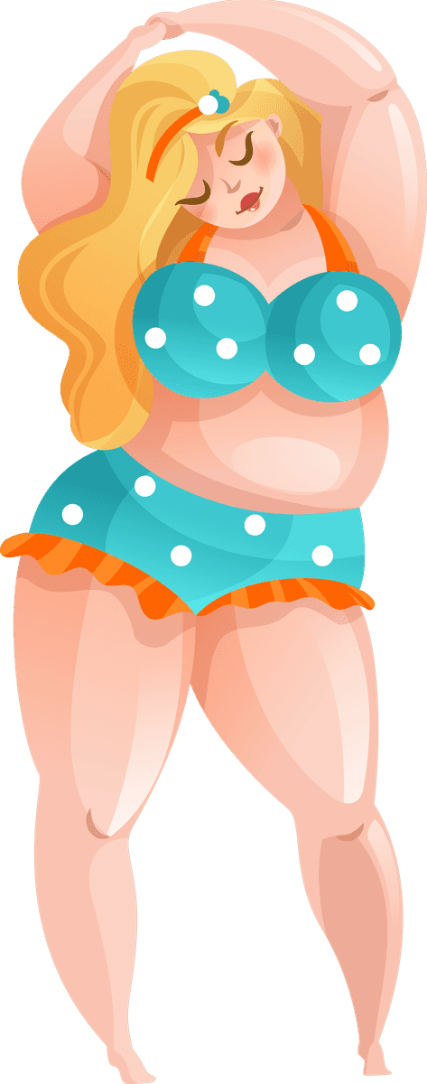 fat girl in dress vector showcasing body positivity and vibrant colors for summer fun