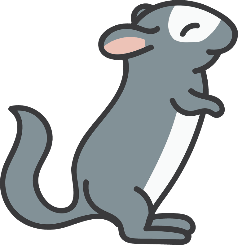 fat mouse chinchilla vector illustration with playful posture and soft color palette for children’s art