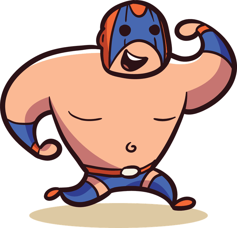 fat superhero cartoon with different poses on one transparent fantastic illustrated element