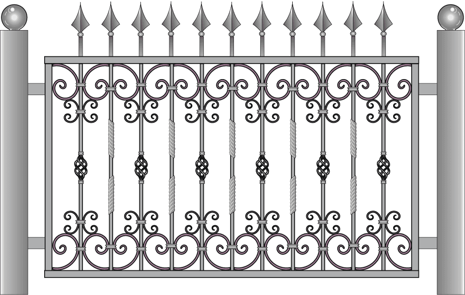 fence iron window style vector with ornamental details for elegant home exteriors