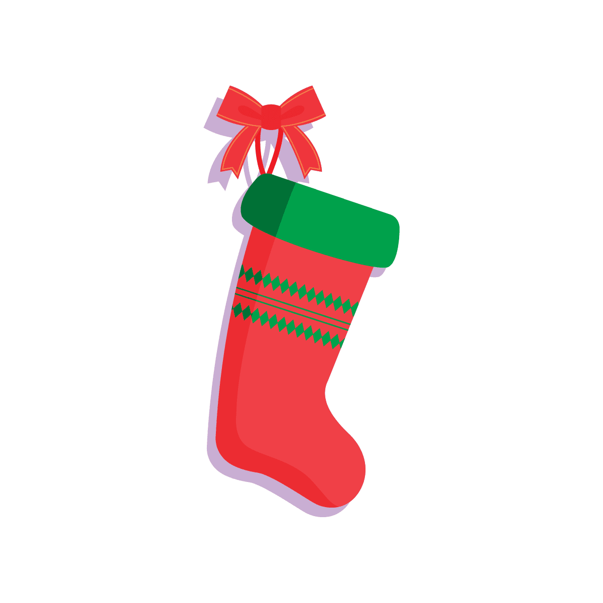 Festive red Christmas stocking with glittery snowflake