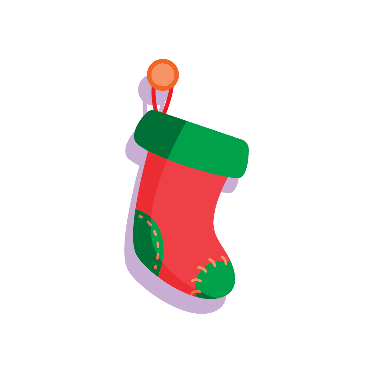 Festive red Christmas stocking with glittery snowflake