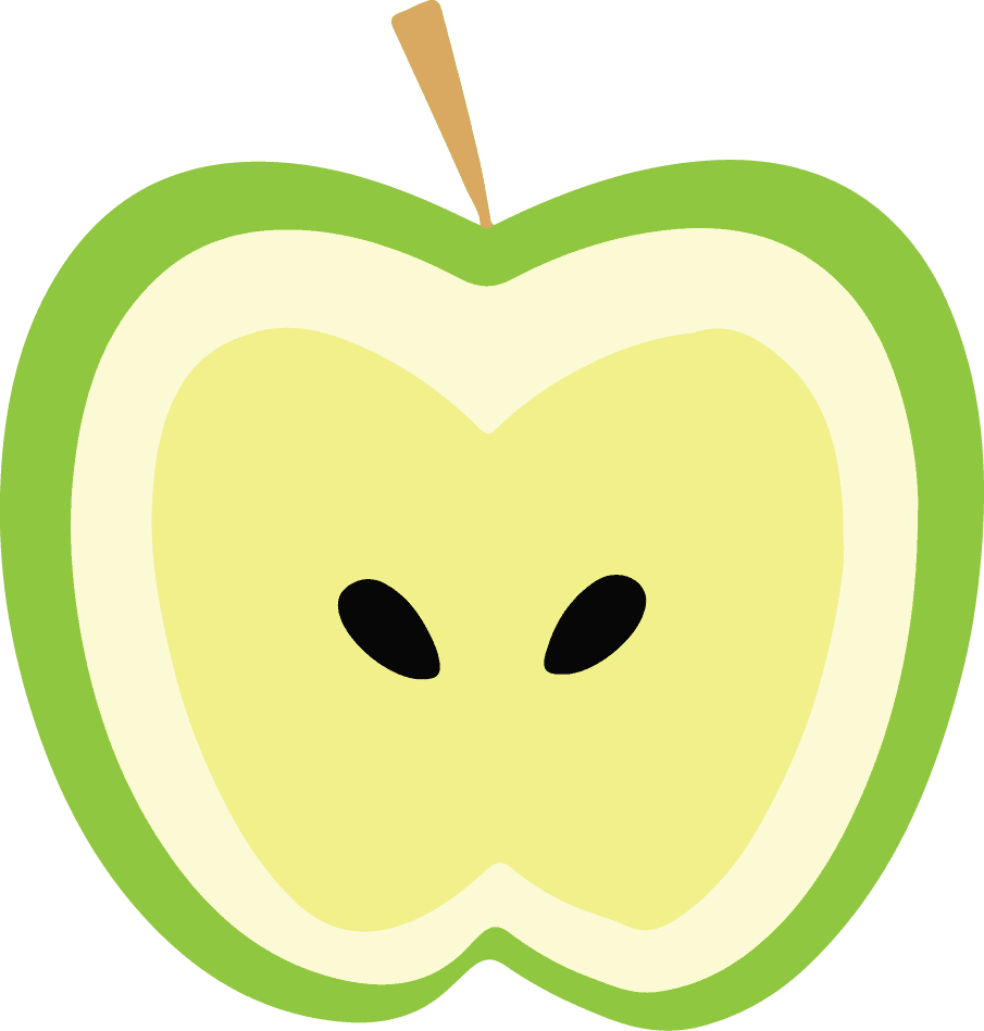 ffruit print pattern icon featuring a stylized green apple with a playful design