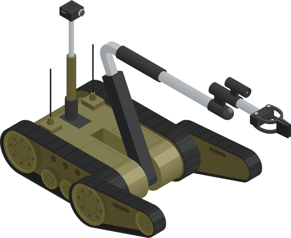 fighting robots isometric icons for tactical surveillance and reconnaissance missions