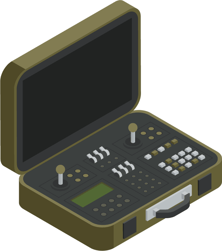 fighting robots isometric icons showcasing tactical control panels for advanced operations