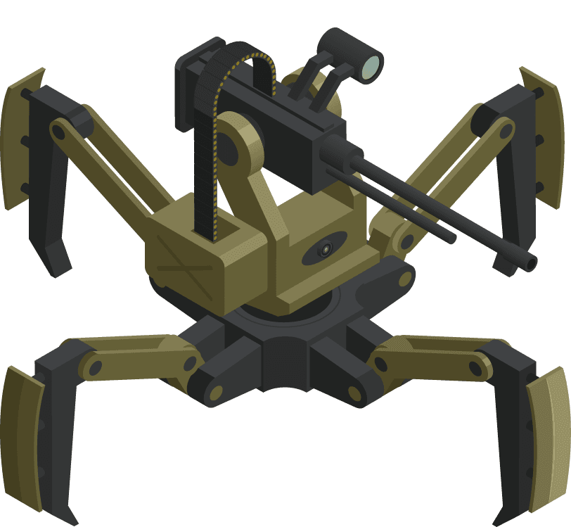 fighting robots isometric icons featuring advanced weaponry and mobility for modern gaming