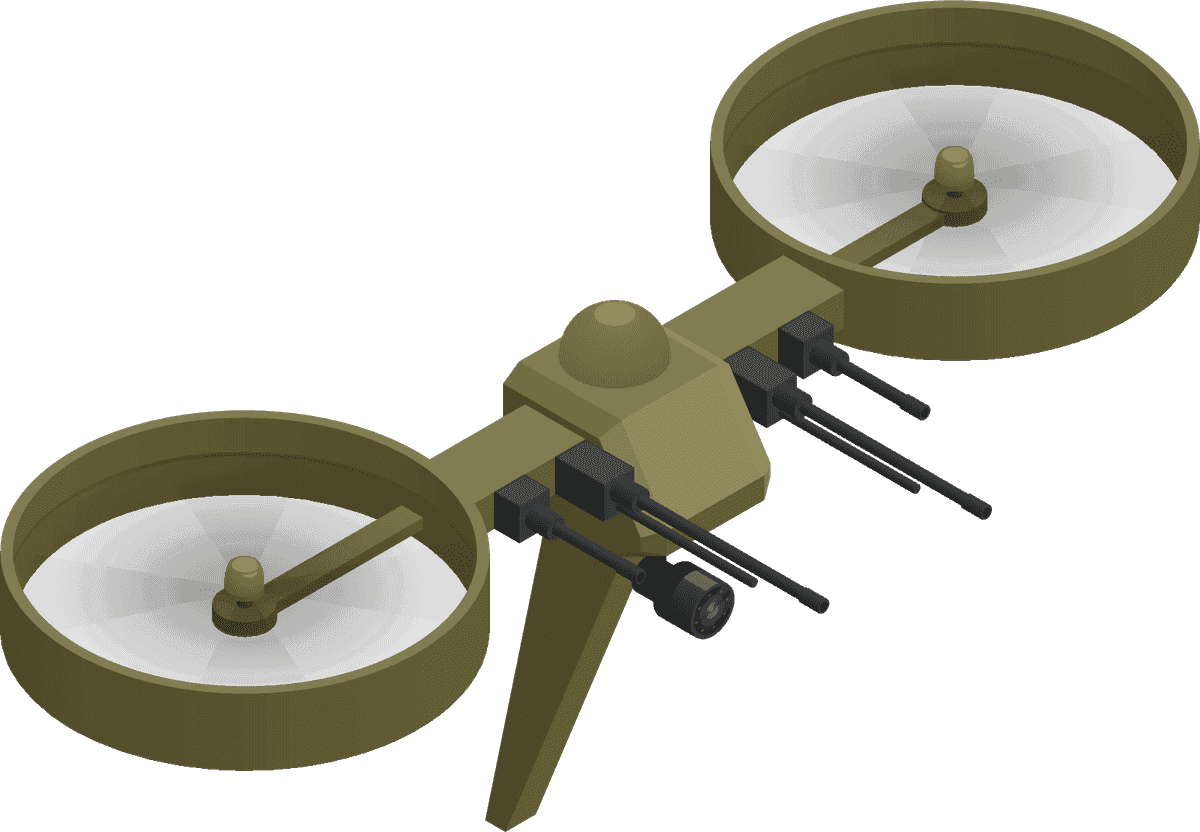 fighting robots isometric icons featuring advanced military drone for tactical missions