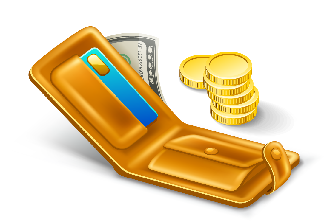 finance web icons vector featuring a wallet, coins, and a credit card for modern financial applications