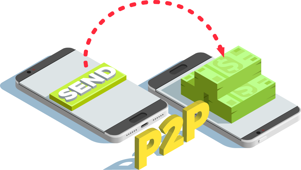 isometric financial technology icon for seamless peer-to-peer transactions and quick money transfers
