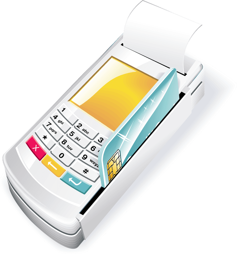 financial theme icon vector of a payment terminal with card reader and receipt printer