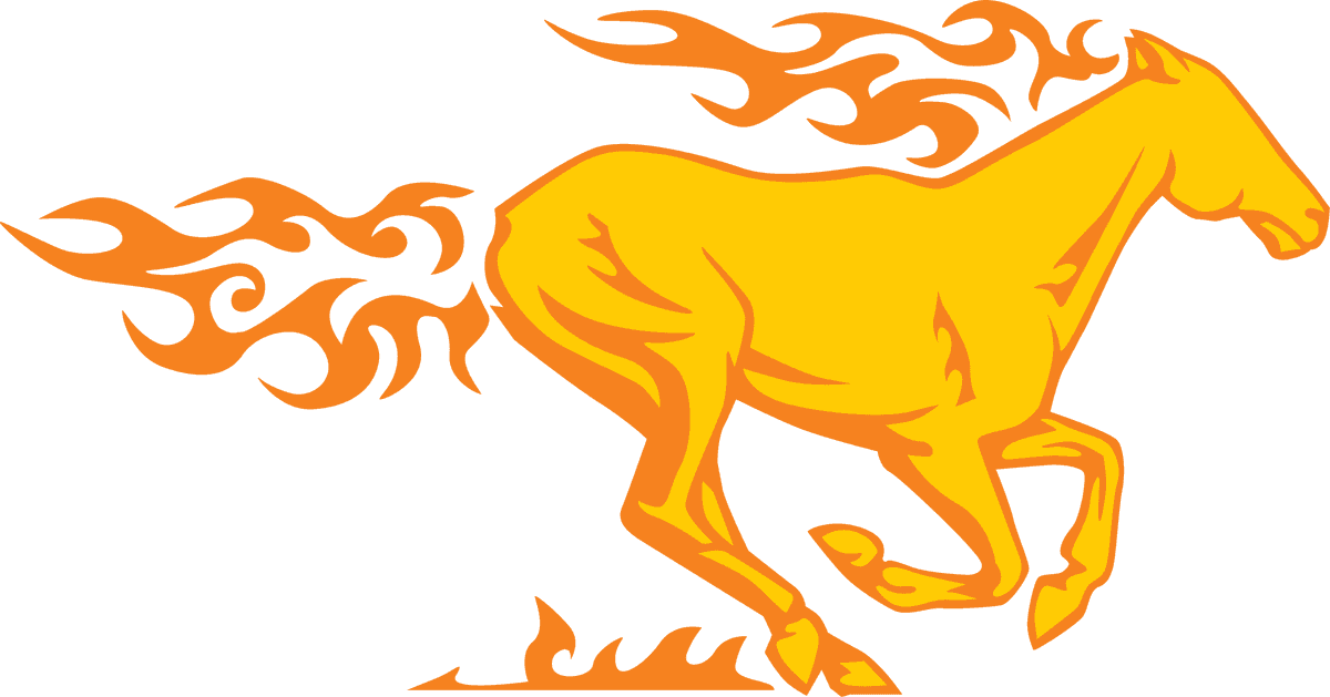 fire horse abstract horse graphics with flames in a vibrant and energetic style