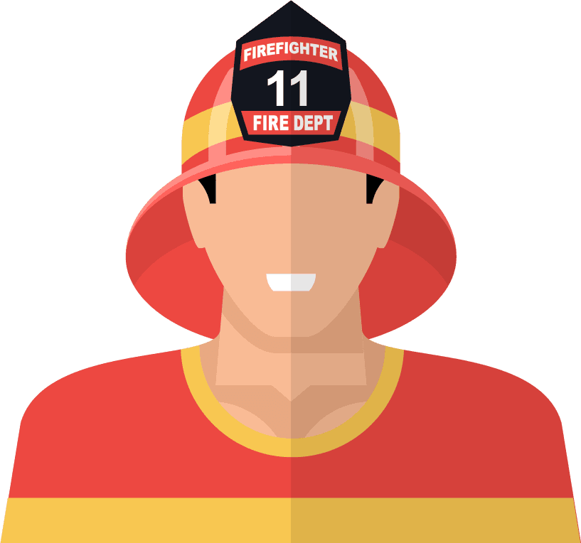 fireman firefighter isolated colored icon set