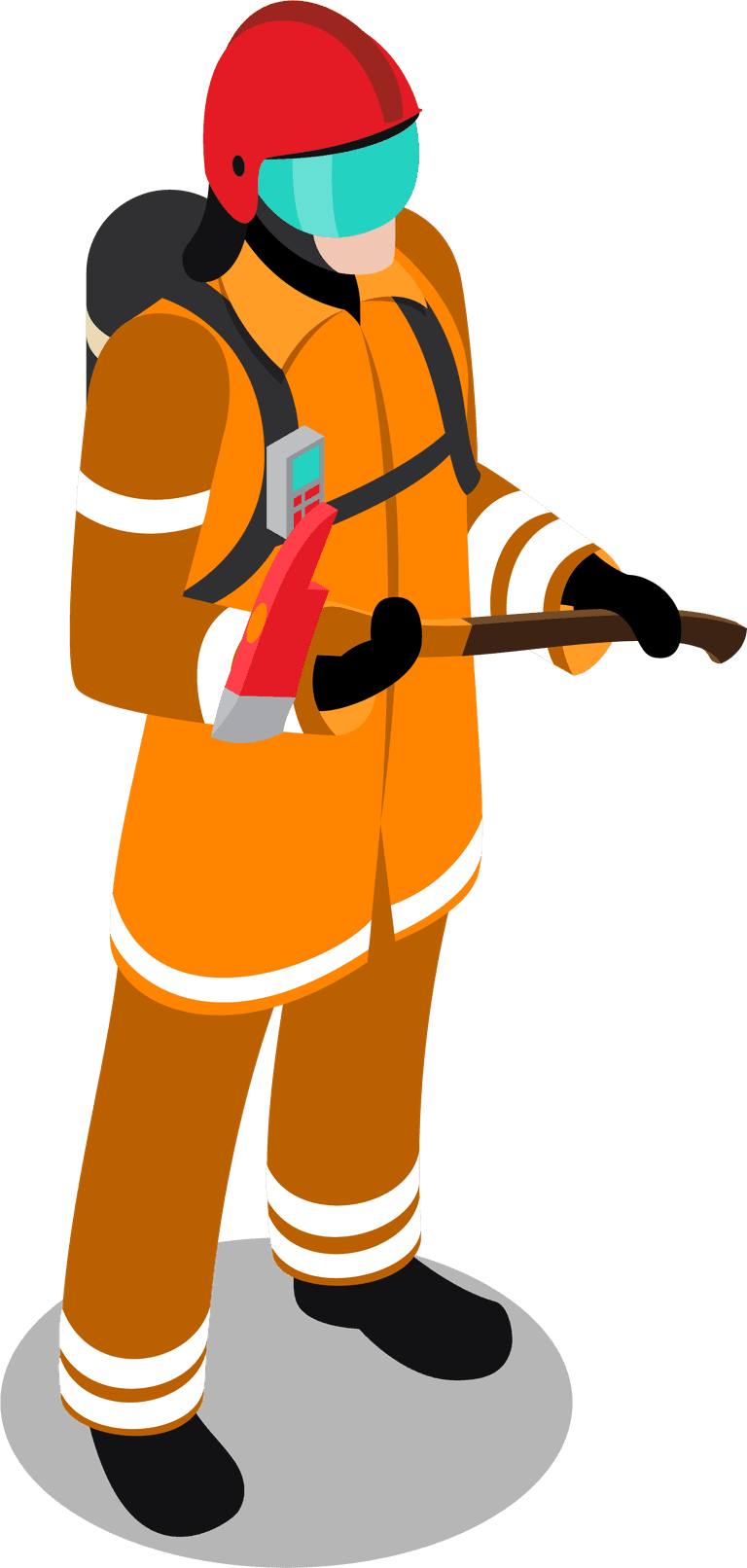 isometric fireman firefighting illustration