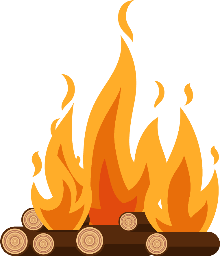 fire in fireplace flat illustration