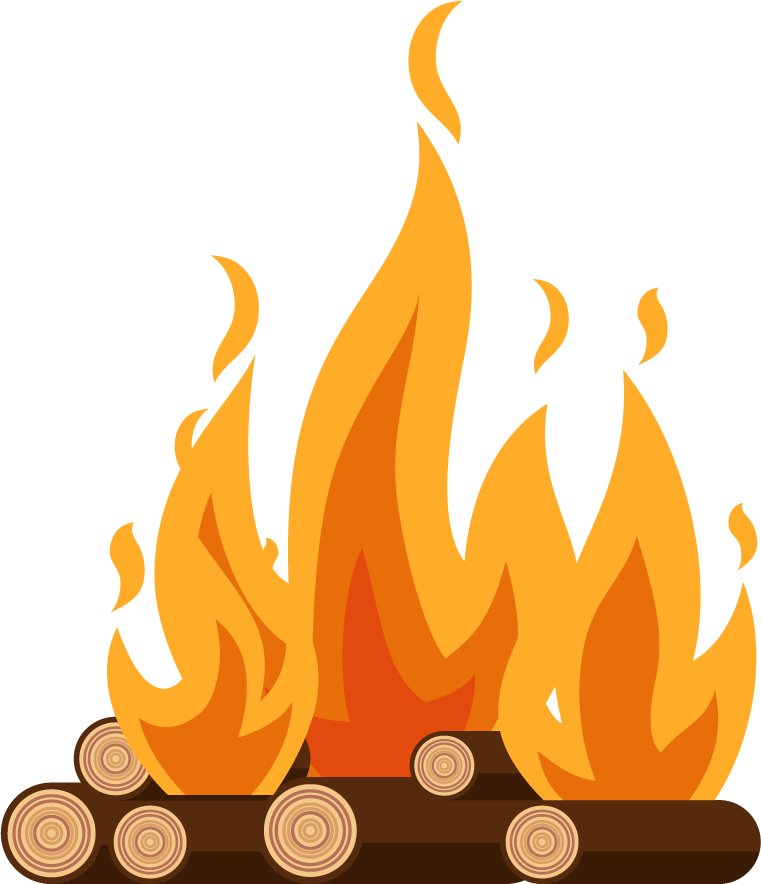 fire in fireplace flat illustration with vibrant flames and cozy atmosphere for home decoration