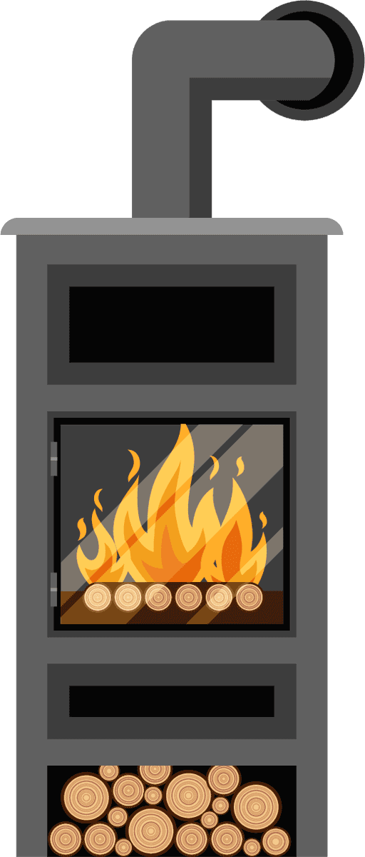 fire in fireplace flat illustration with vibrant flames and cozy atmosphere for home decor