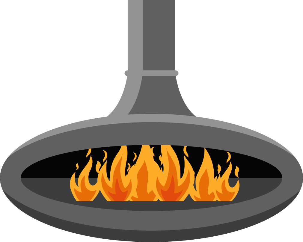 fire in fireplace flat illustration