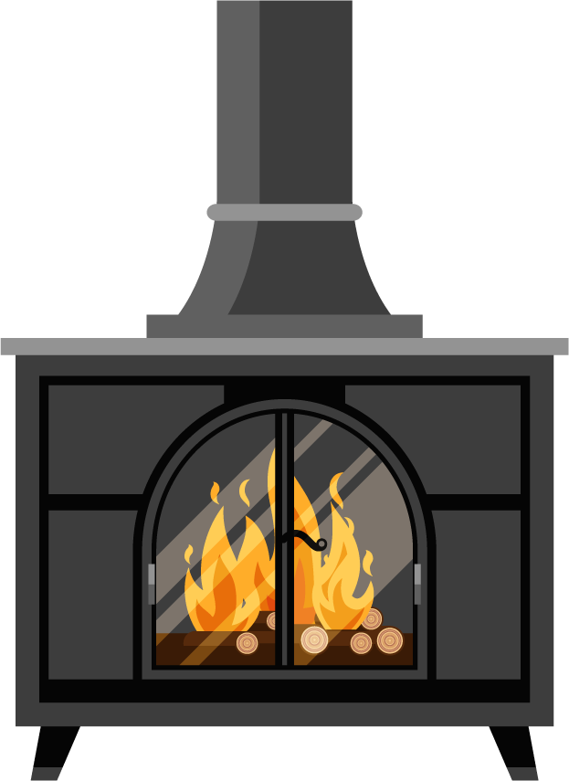 fire in fireplace flat illustration