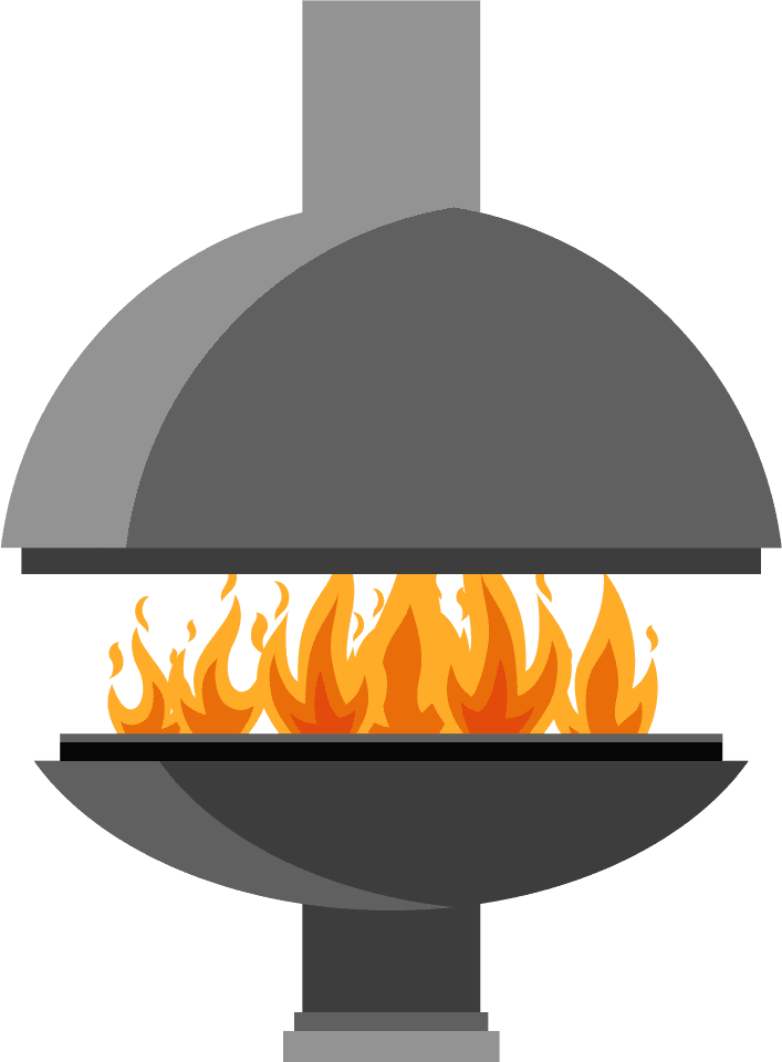 fire in fireplace flat illustration