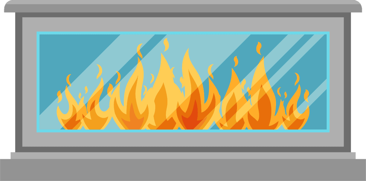 fire in fireplace flat illustration