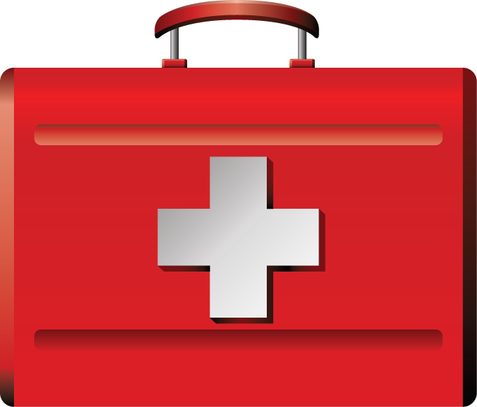 first aid box medical icons set