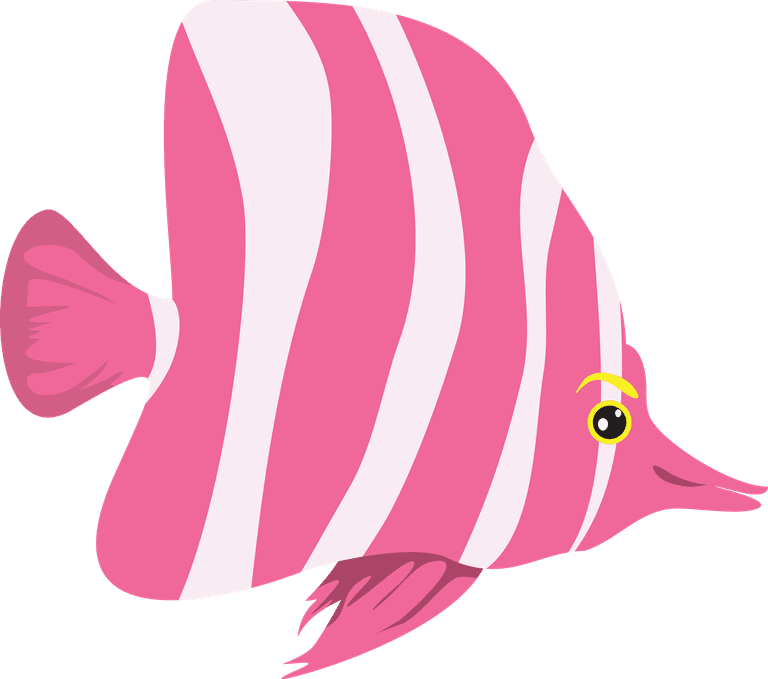 fish marine animals common seafood with a playful pink striped design for children's art