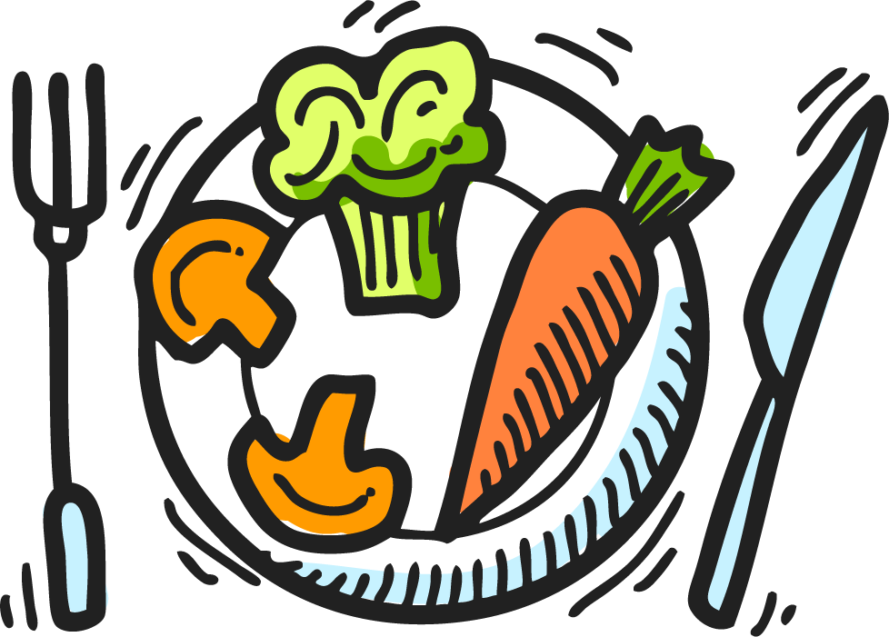 fitness sketch colored icons set featuring healthy eating habits and nutritious foods