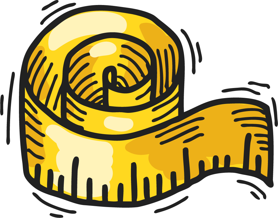 fitness sketch colored icons set featuring measuring tape for health and wellness tracking