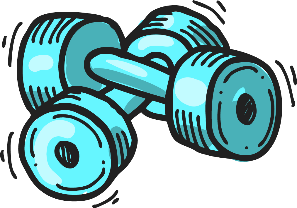 fitness sketch colored icons set featuring gym equipment for health and exercise