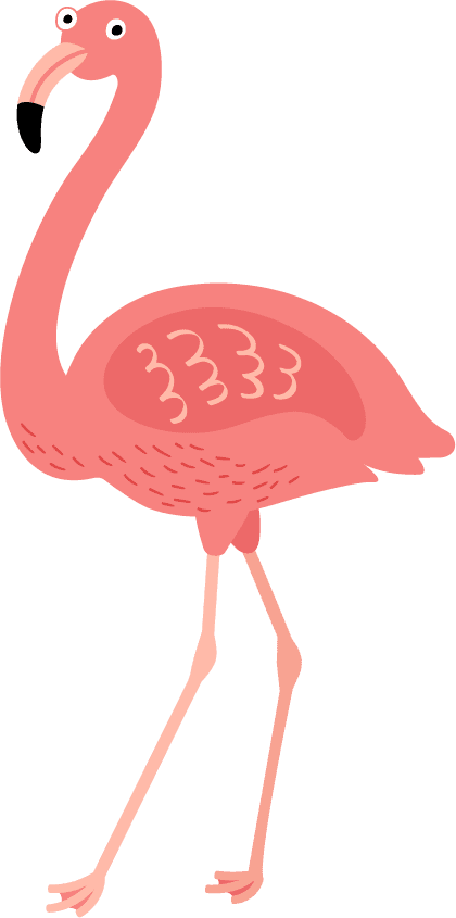 flamingo cute birds illustration set