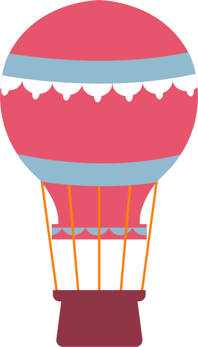 flat air travel round hot air balloon illustration for fun themed events