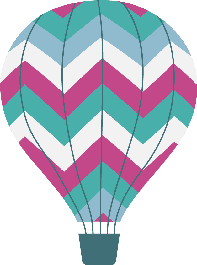 flat air travel round balloon with colorful chevron pattern for joyful experiences