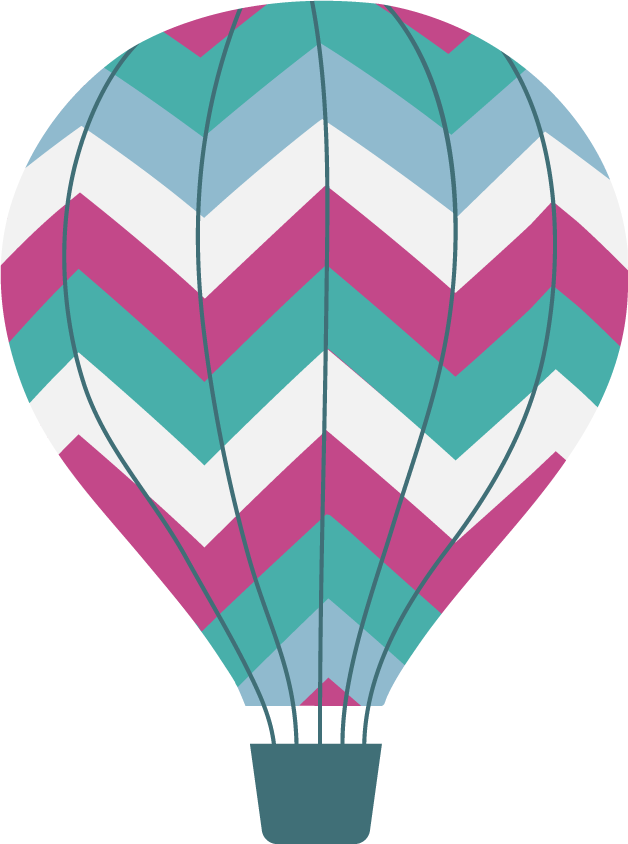 flat air travel round balloon with colorful chevron pattern for joyful experiences