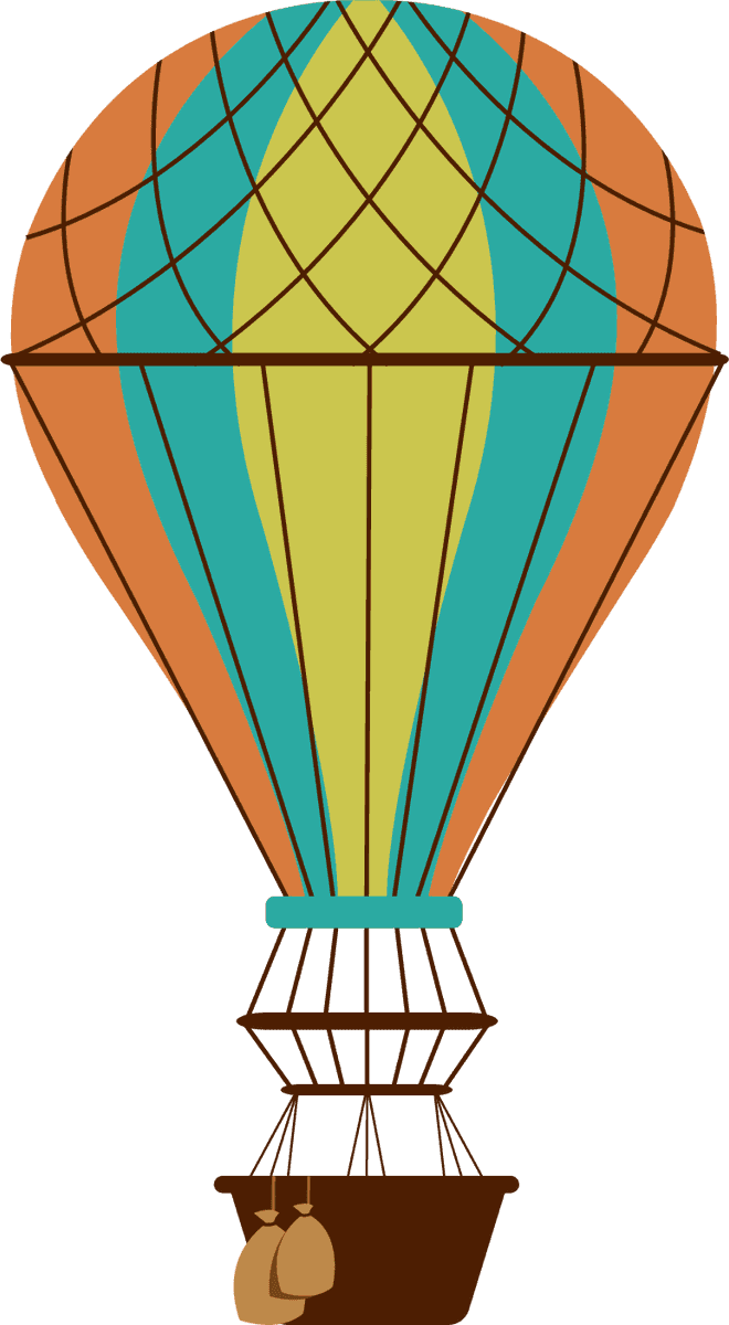 flat air travel round hot air balloon illustration for fun adventures and journeys