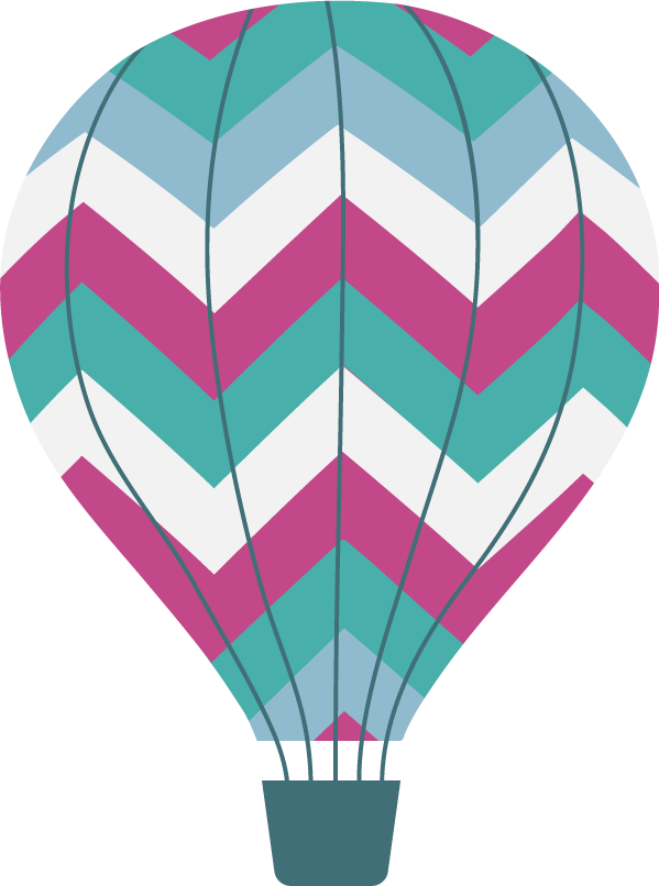 flat air travel round hot air balloon with colorful chevron patterns for fun adventures